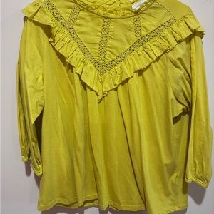 Yellow Ruffle Lace Blouse